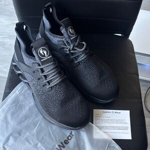 Steel toe Comfort Wear Men's Black Athletic Shoes